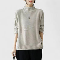 Naomi | Women's Textured Mock Neck Sweater in Beige