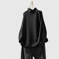 Naomi | Women's Textured Mock Neck Sweater in Black