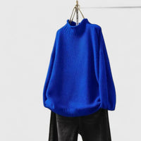 Naomi | Women's Textured Mock Neck Sweater in Blue