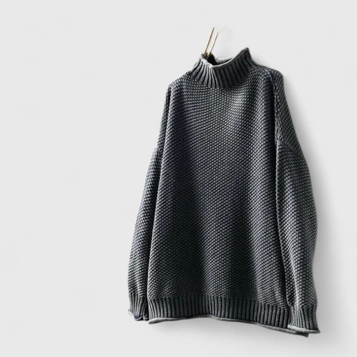 Naomi | Women's Textured Mock Neck Sweater in Gray
