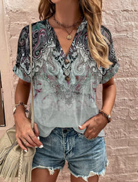 Naomi | Women's Short Sleeve Blouse in Khaki