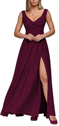 Narcissa | Women's Wrap Elegant Dress in Wine Red