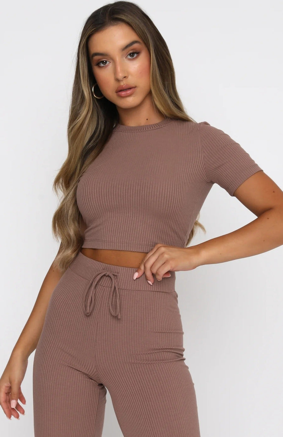 Natalia | Women's Short Sleeve Top in Chestnut Brown