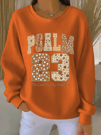 Natalia | Women's Crew Neckline Graphic Print Sweatshirt in Orange
