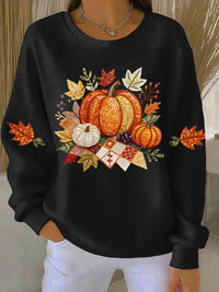 Nelly | Women's Pumpkin Graphic Design Sweatshirt in Black
