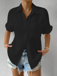 Nelly | Women's Textured Short Sleeve Shirt in Black