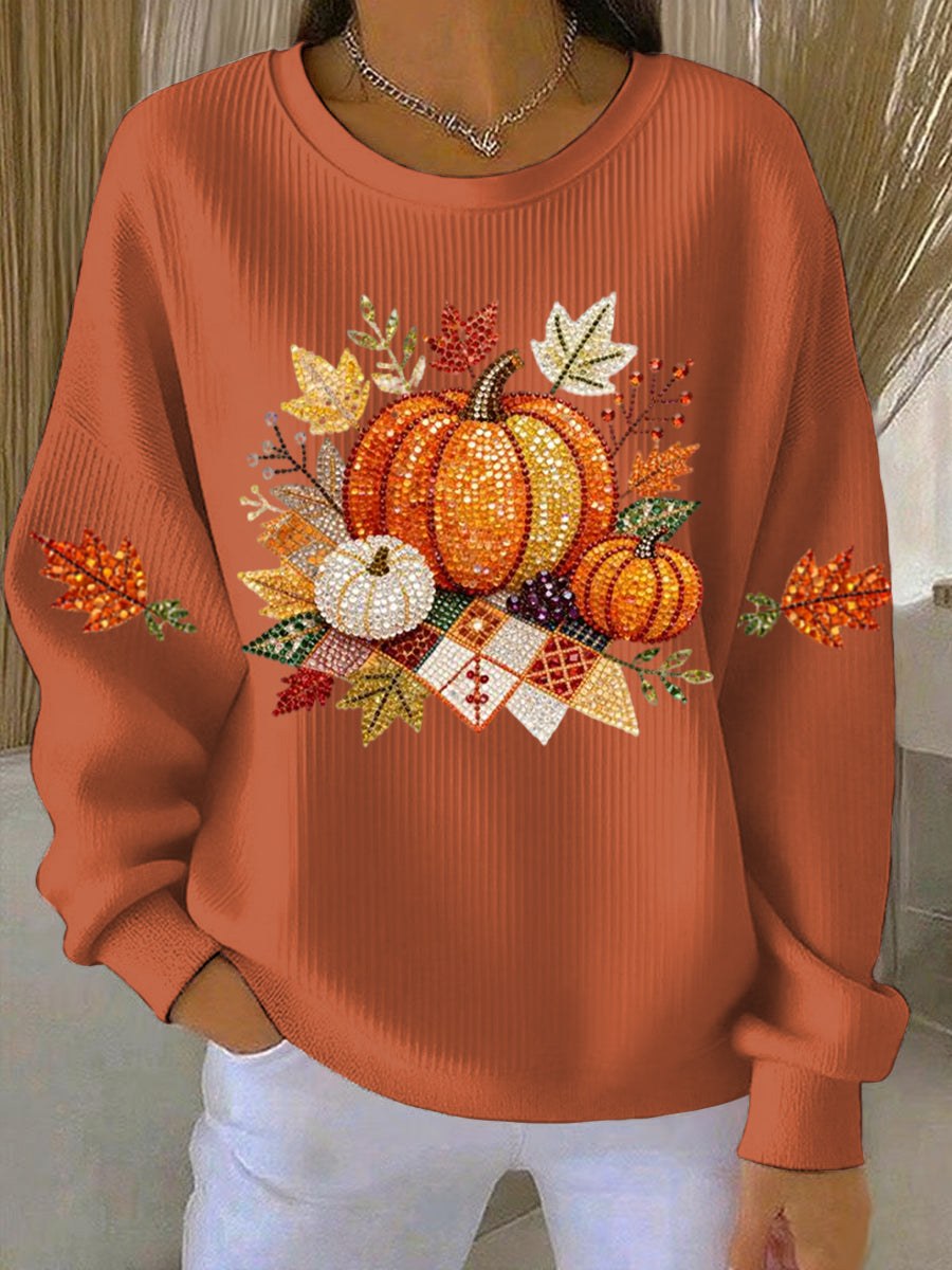 Nelly | Women's Pumpkin Graphic Design Sweatshirt in Orange