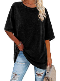 Nerina | Women's Oversized Vintage Wash T-Shirt in Black