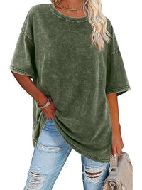 Nerina | Women's Oversized Vintage Wash T-Shirt in Green