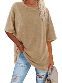 Nerina | Women's Oversized Vintage Wash T-Shirt in Khaki