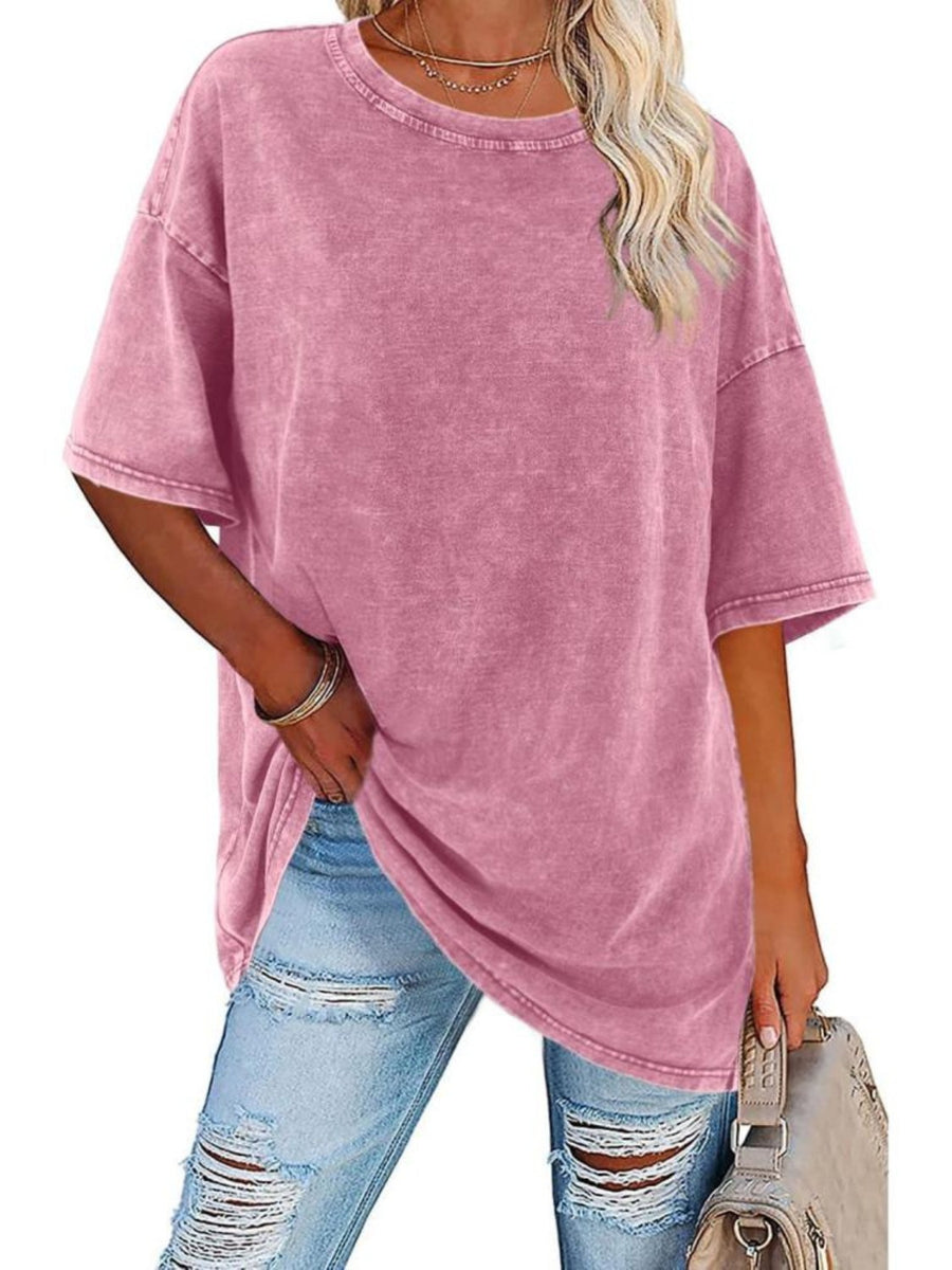 Nerina | Women's Oversized Vintage Wash T-Shirt in Light Pink
