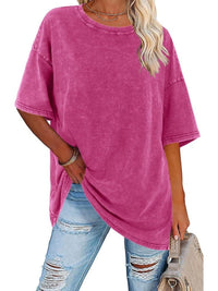 Nerina | Women's Oversized Vintage Wash T-Shirt in Pink