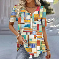 Nessa | Women's V-Neck Printed Design T-Shirt in Orange