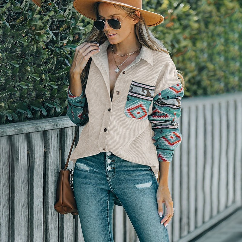 Nicasia | Women's Corduroy Jacket in Khaki