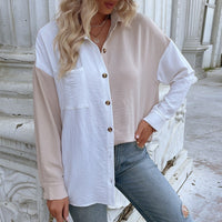 Nicoletta | Women's Color Block Blouse Top in Apricot
