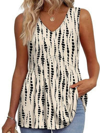 Nicolette | Women's Sleeveless V-Neck Top in Beige