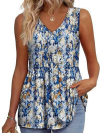 Nicolette | Women's Sleeveless V-Neck Top in Blue