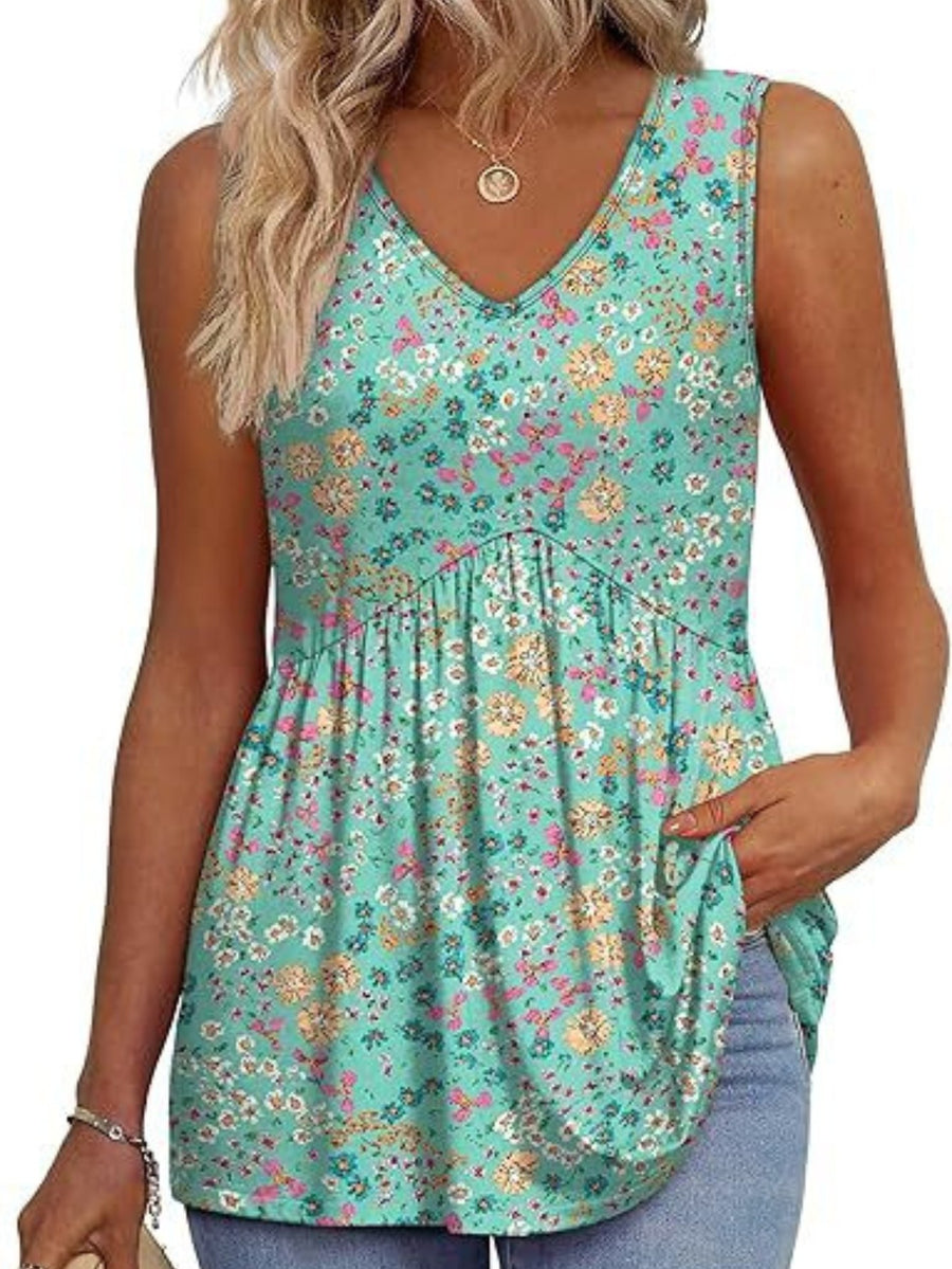 Nicolette | Women's Sleeveless V-Neck Top in Light Green