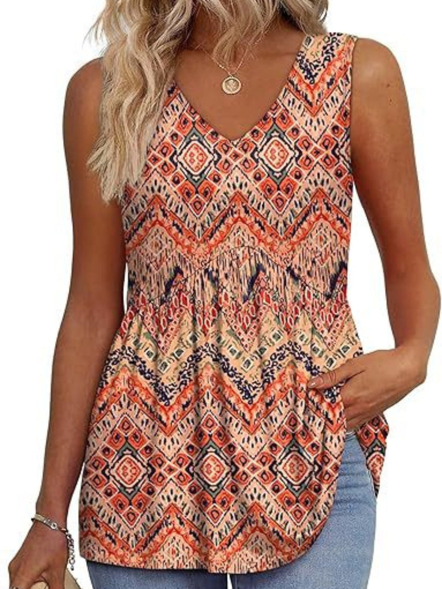 Nicolette | Women's Sleeveless V-Neck Top in Orange