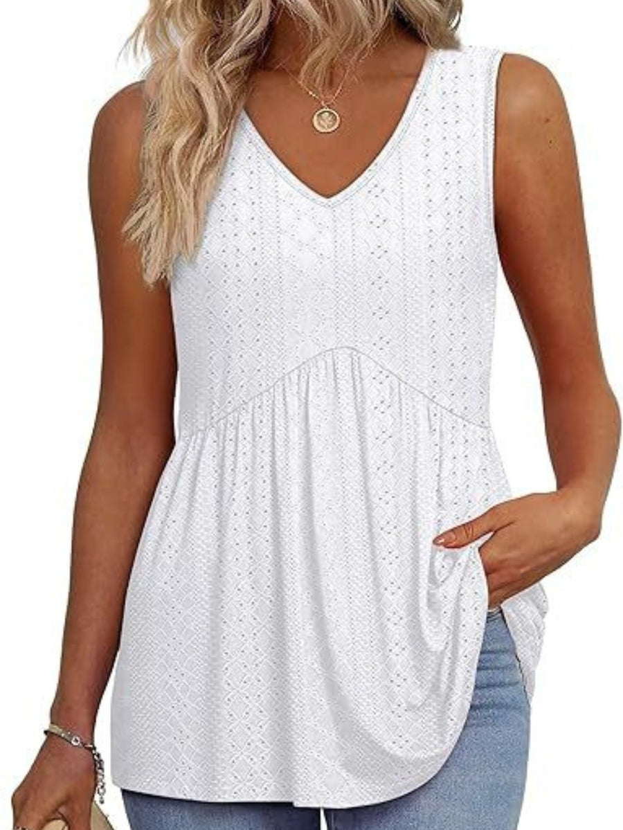 Nicolette | Women's Sleeveless V-Neck Top in White