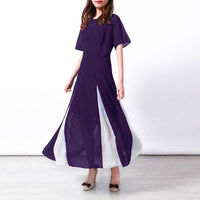 Nikolina | Women's Sheer Long Sleeve Slit Dress in Purple