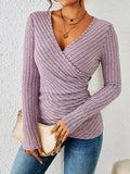 Nina | Women's Wrap V-Neck Rib Texture Top