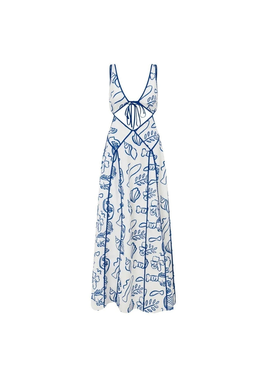 Ninon | Women's Vacation Maxi Sundress in Blue