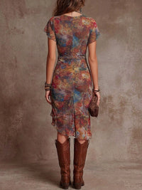 Noelle | Women's Abstract V-Neck Midi Dress