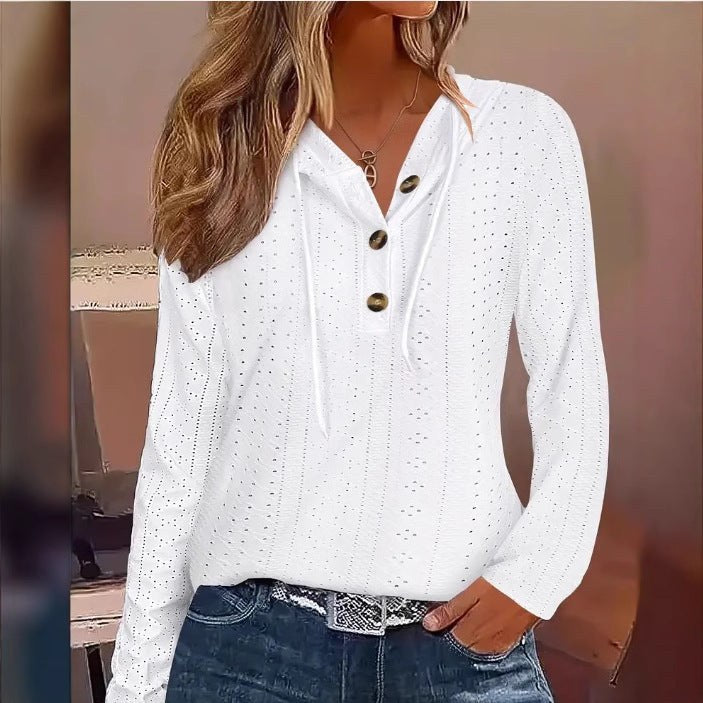 Noelle | Women's Button-Front Modern Top in White