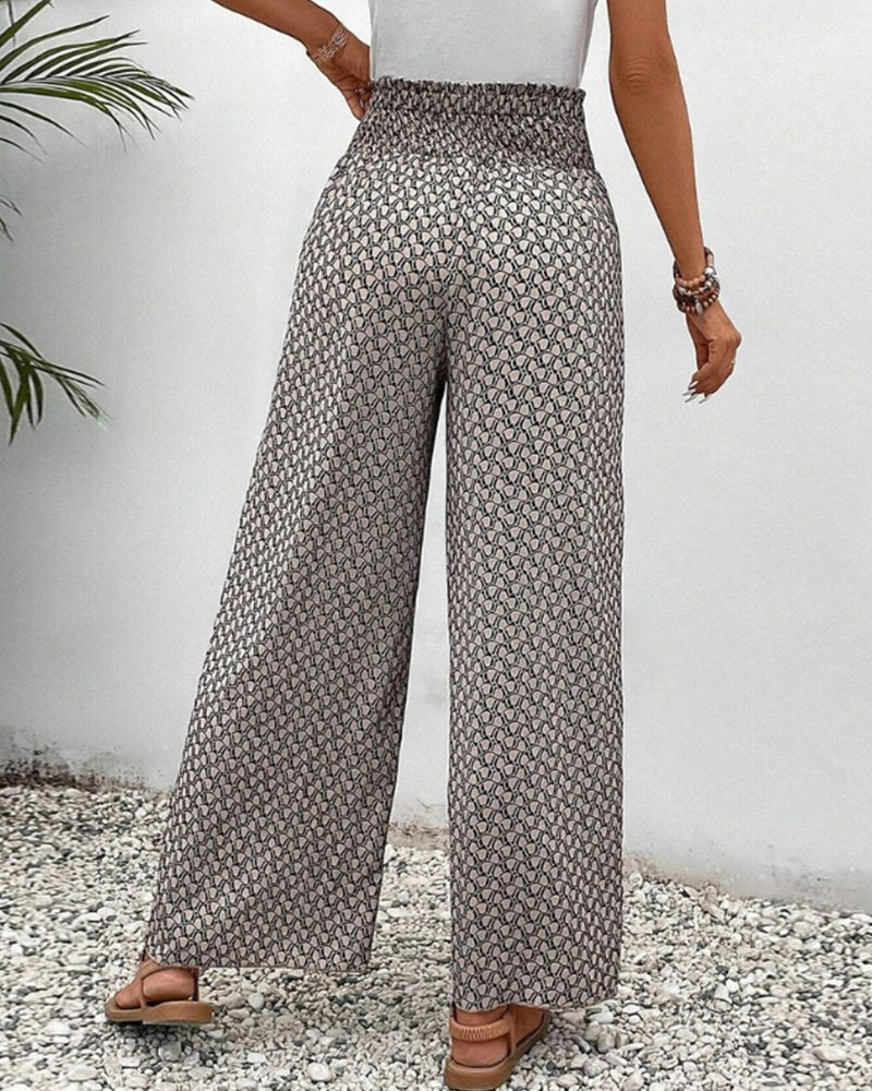 Noemie | Women's Wide Leg Elastic Waist Trousers