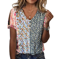 Nola | Women's Button Detail Short Sleeve Floral Blouse