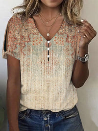 Nola | Women's Button Detail Short Sleeve Floral Blouse