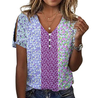 Nola | Women's Button Detail Short Sleeve Floral Blouse