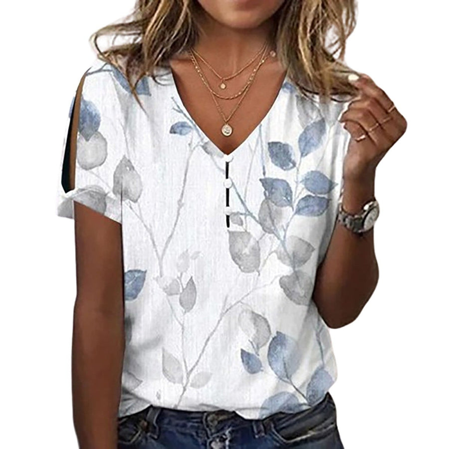 Nola | Women's Button Detail Short Sleeve Floral Blouse