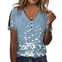 Nola | Women's Button Detail Short Sleeve Floral Blouse