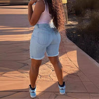 Nora | Women's Fringe Shorts in Blue