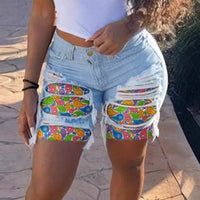 Nora | Women's Fringe Shorts in Blue