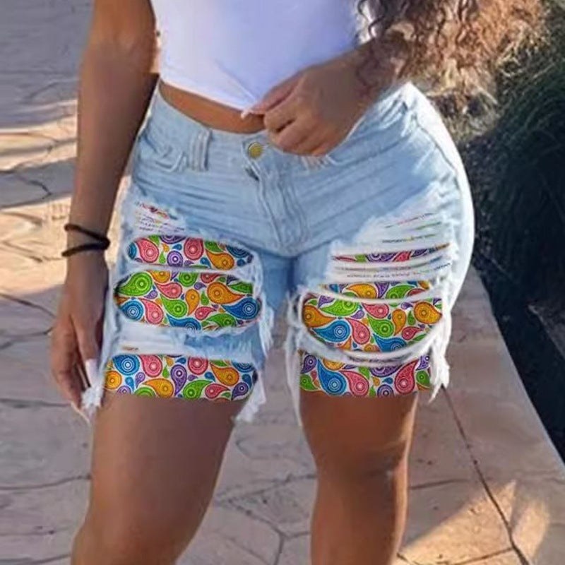 Nora | Women's Fringe Shorts in Blue