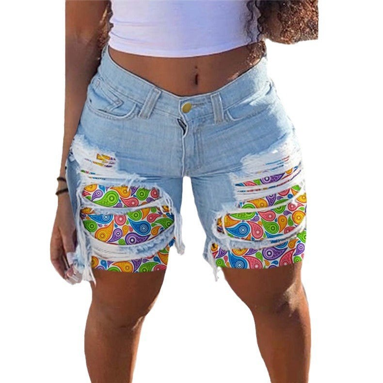Nora | Women's Fringe Shorts in Blue