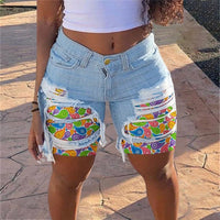 Nora | Women's Fringe Shorts in Blue