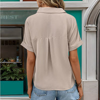 Norah | Women's V-Neck Short Sleeve Fashionable Blouse