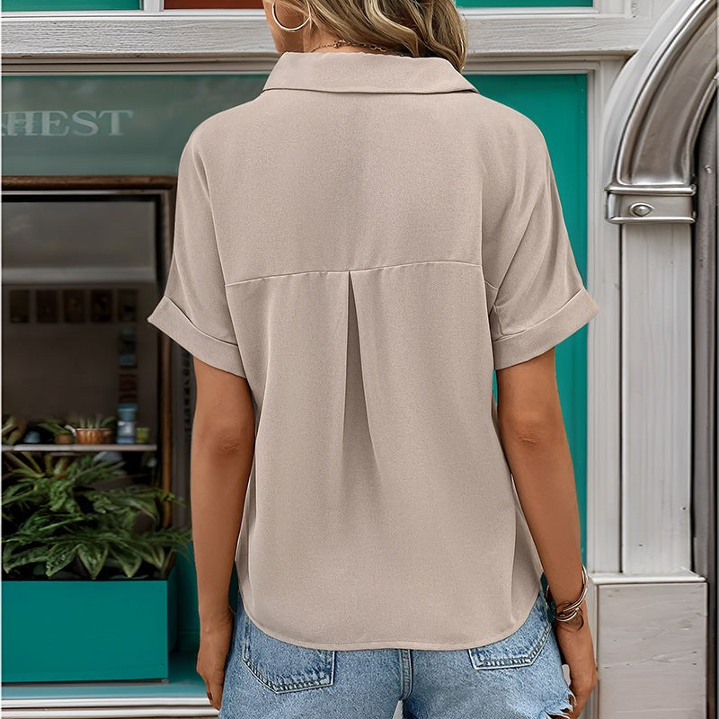 Norah | Women's V-Neck Short Sleeve Fashionable Blouse