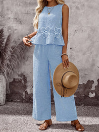 Norah | Women's Embroidered Wide-Leg 2 Piece Set