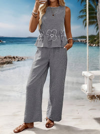 Norah | Women's Embroidered Wide-Leg 2 Piece Set