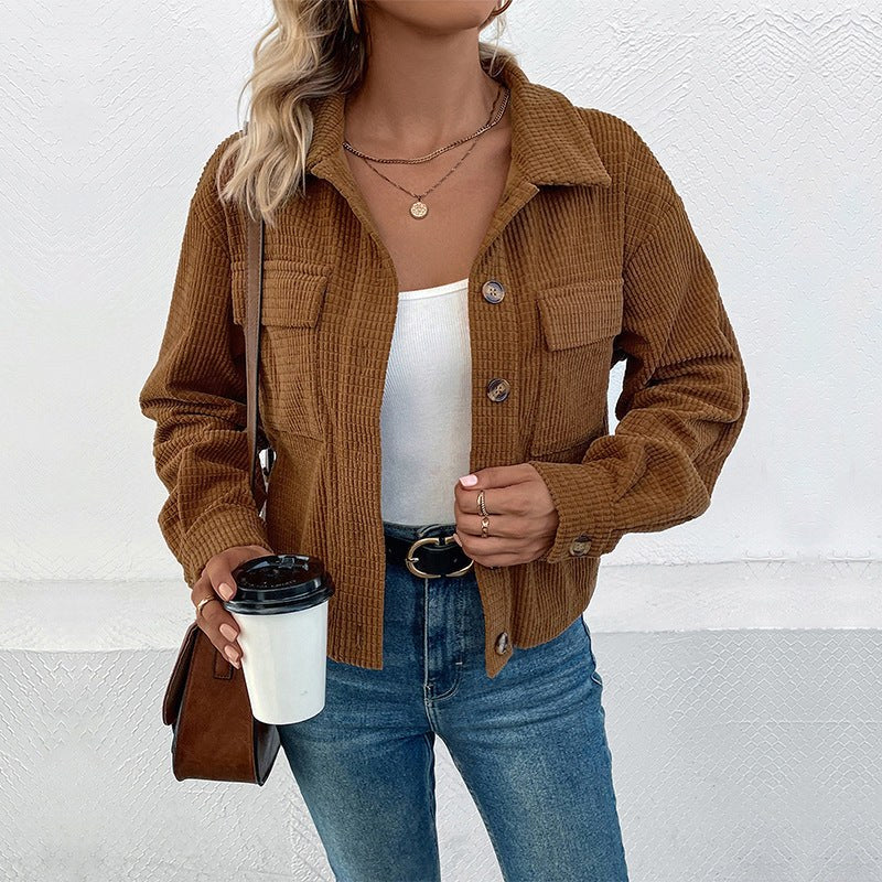 Norberta | Women's Pockets Corduroy Jacket in Brown