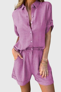 Norma | Women's Short Sleeve Shorts 2 Piece Set in Pink