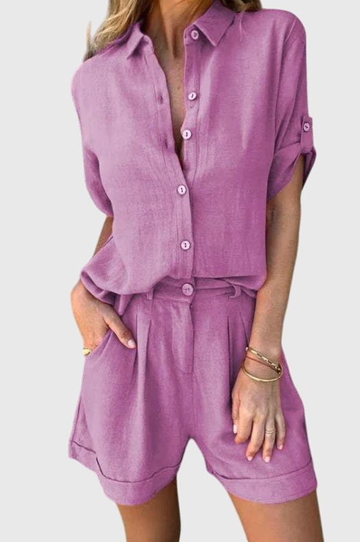 Norma | Women's Short Sleeve Shorts 2 Piece Set in Pink
