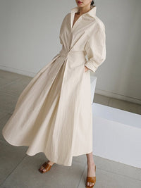 Oceania | Women's Collared Long Sleeve Midi Dress