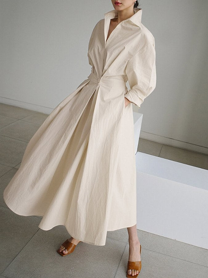 Oceania | Women's Collared Long Sleeve Midi Dress