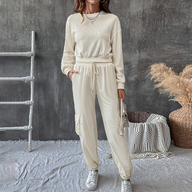Oceania | Women's Pockets Tracksuit Set in Beige